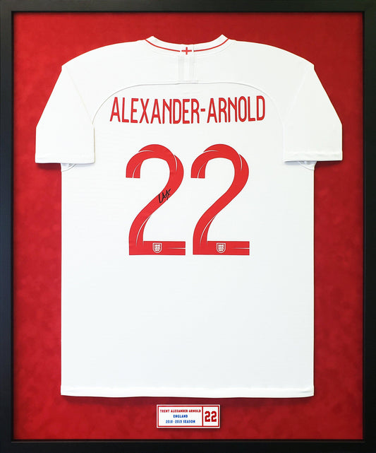 Trent Alexander-Arnold Back Signed England 2018-19 Home Jersey Framed