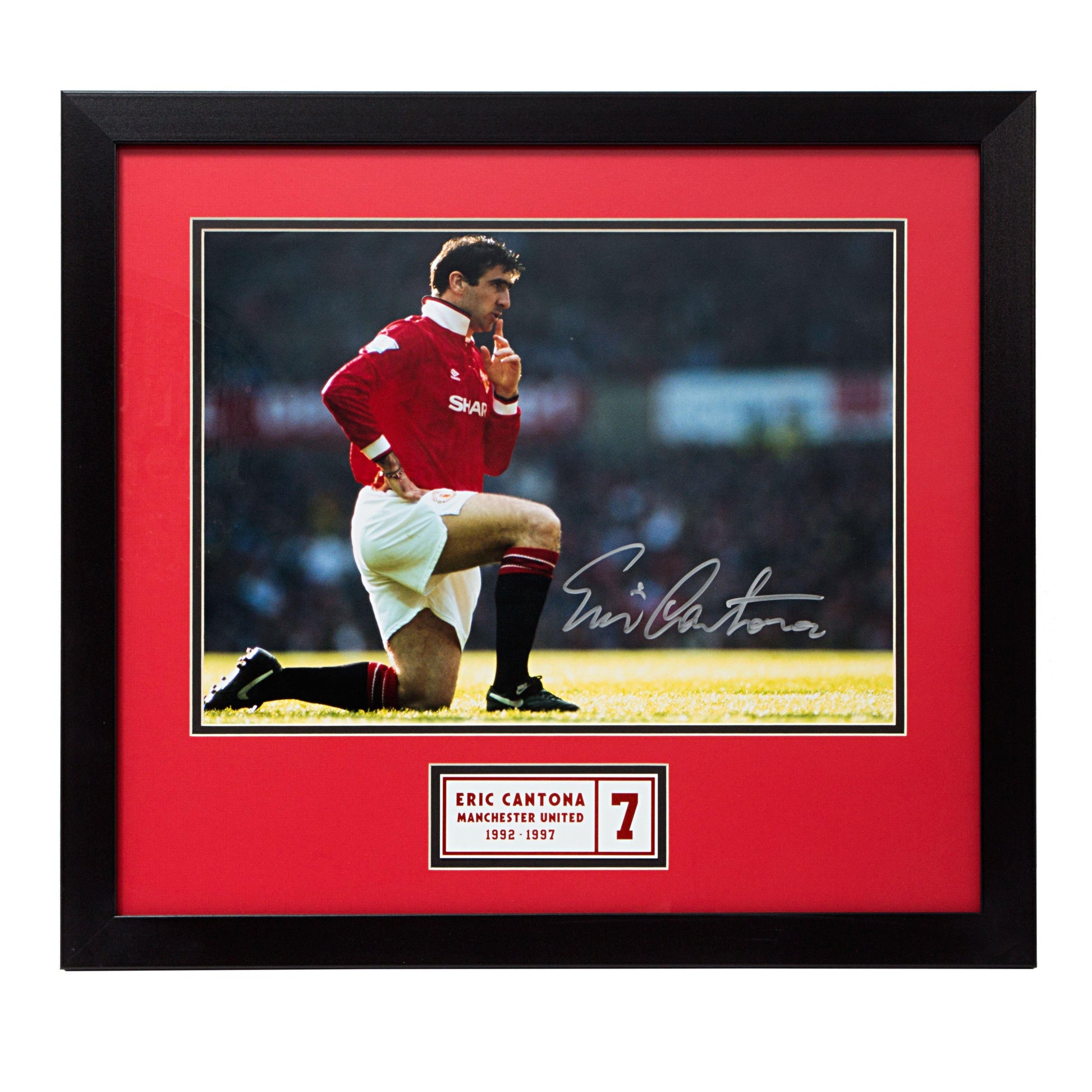Eric Cantona Manchester United Signed Photo in Wood Frame